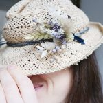 Blue Dried Flower Buttonhole on Hat