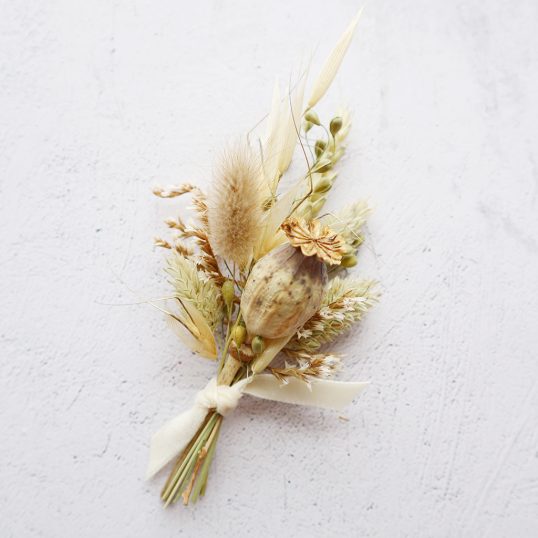 Neutral Dried Flower Buttonhole