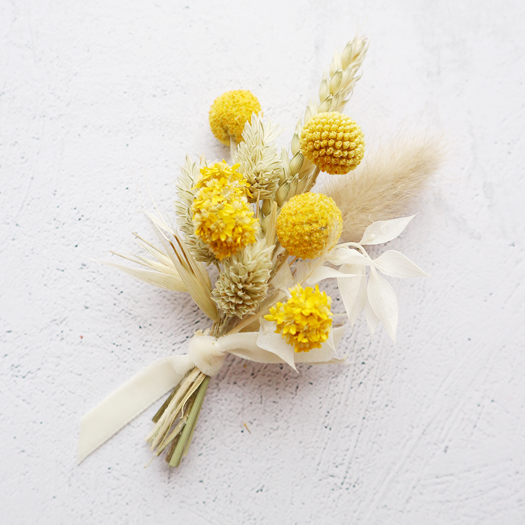 Yellow Dried Flower Buttonhole